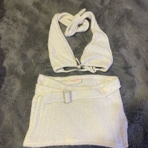 white mini skirt and tank top party set